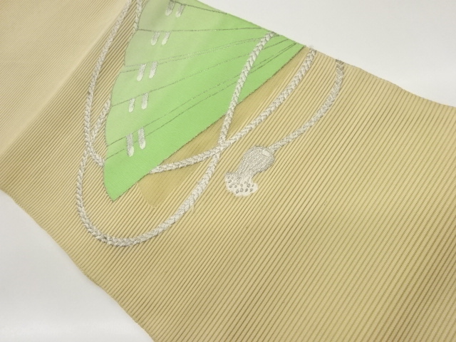 絽綴れ檜扇模様織出し名古屋帯